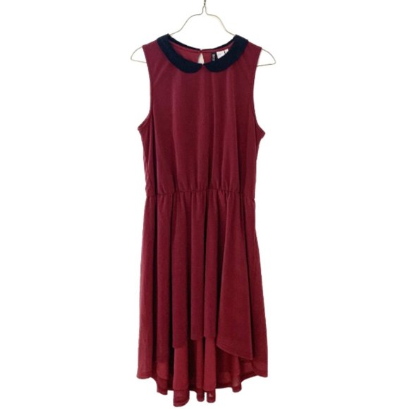 2/$30 Burgundy Maroon Peter Pan Collar Dress 8 - Picture 1 of 4
